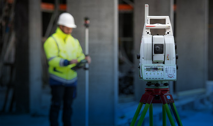 total station at construction site
